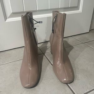 Zara patent faux leather booties
